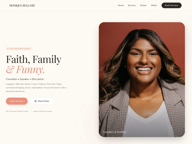 Preview for Comedian Personal Branding Landing Page Template