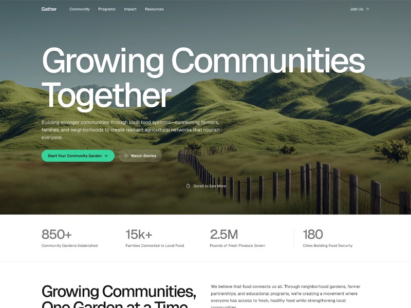 Preview for Gather Community Agriculture Landing Page Template