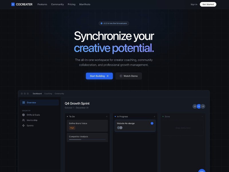 Preview for Creator Coaching SaaS Landing Page Template