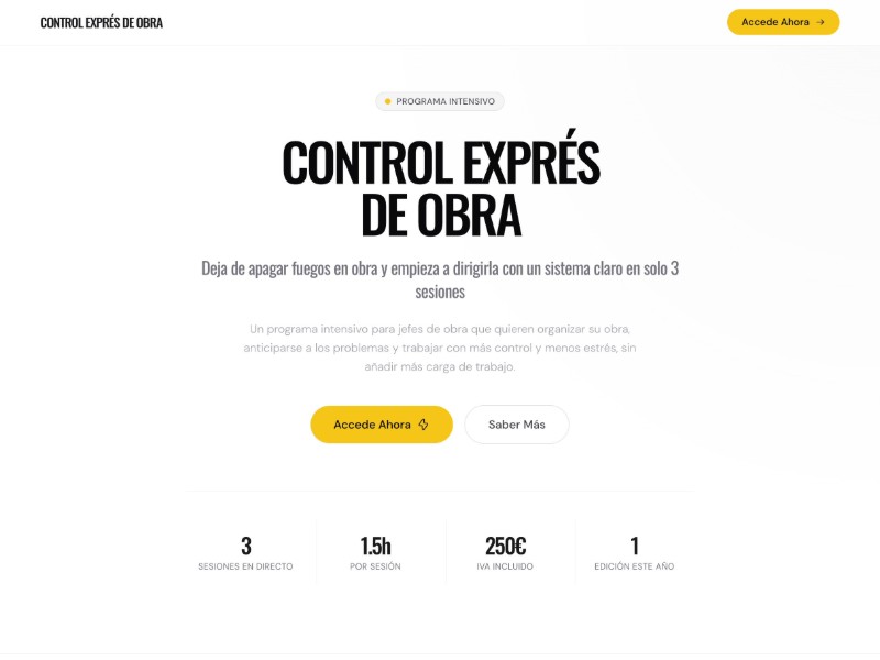 Preview for Construction Training Landing Page Template