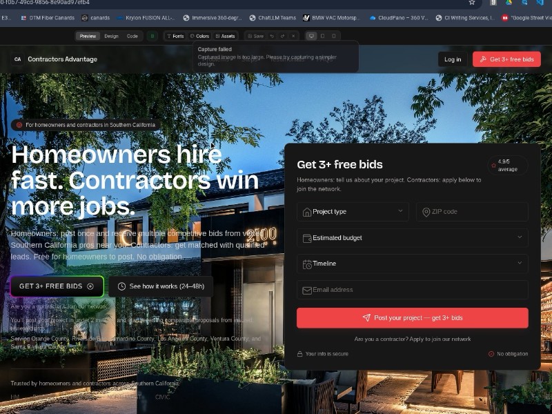 Preview for Contractors Advantage Landing Page Template