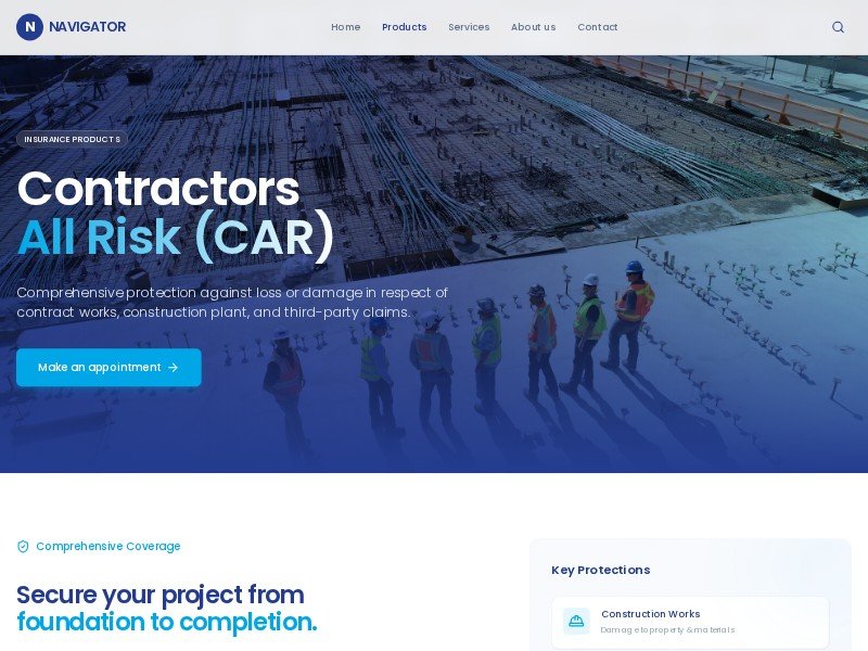 Preview for Contractors All Risk Insurance Landing Page Template