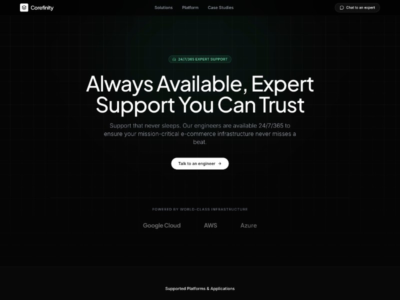 Preview for Corefinity E‑Commerce Hosting Landing Page Template