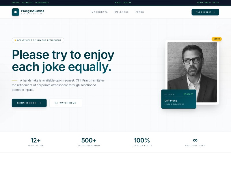 Preview for Corporate Comedy Landing Page Template