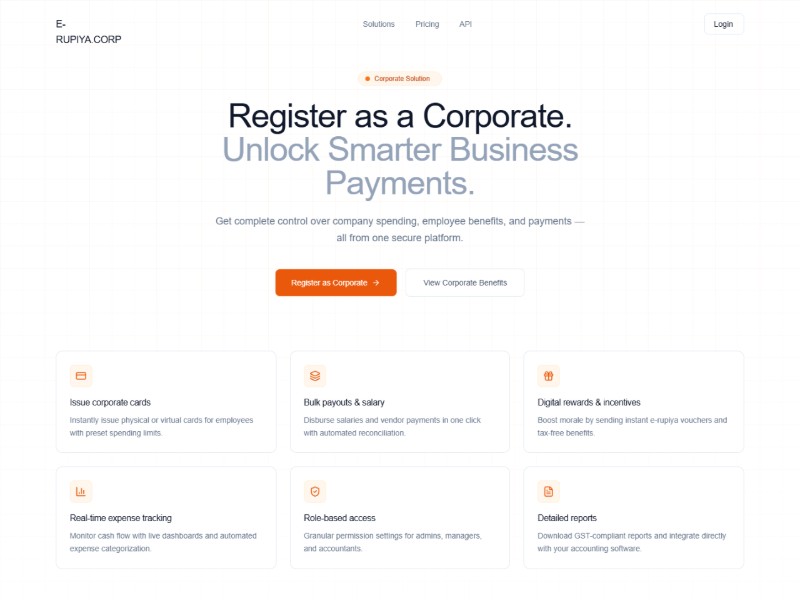 Preview for Corporate Payments Landing Page Template