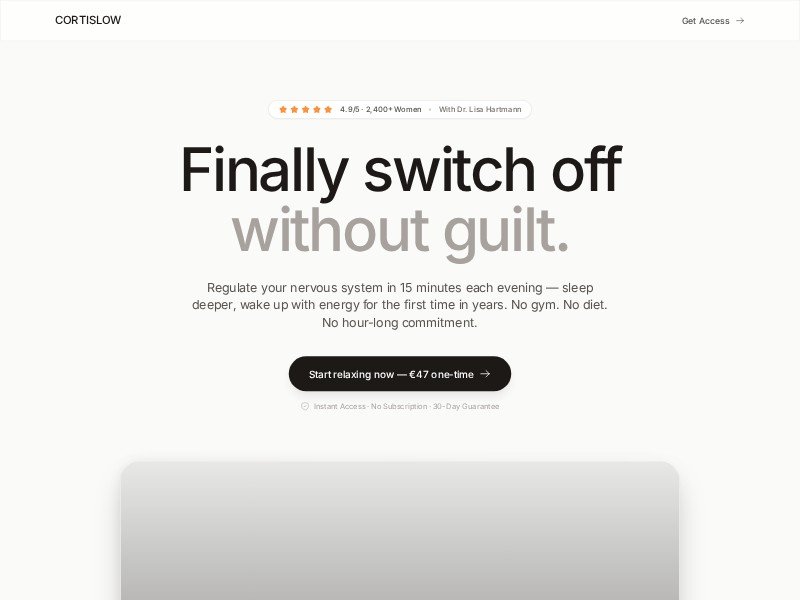 Preview for CortiSlow Health Landing Page Template