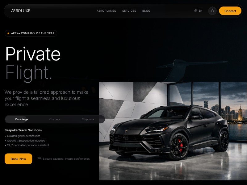 Preview for Private Jet Charter Landing Page Template