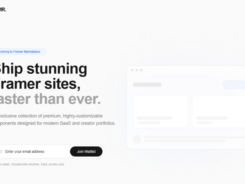 Preview for Framer Components Landing Page Template