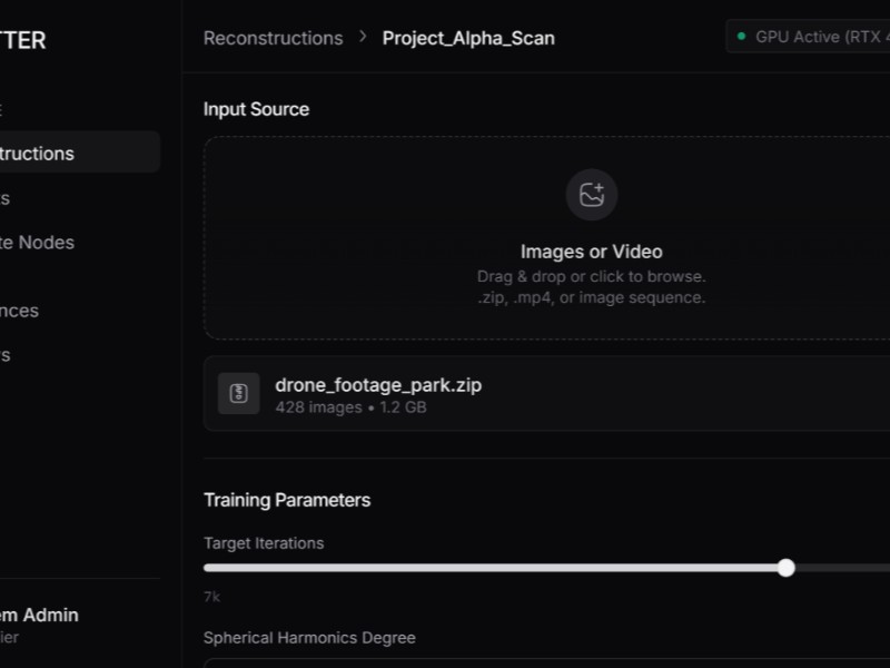 Preview for 3D Gaussian Splatting Dashboard UI Template