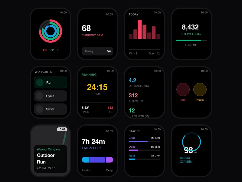 Preview for WatchOS Health & Fitness UI Template