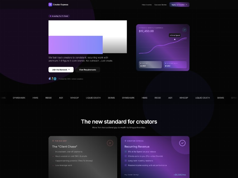 Preview for Creator Express UGC Landing Page Template