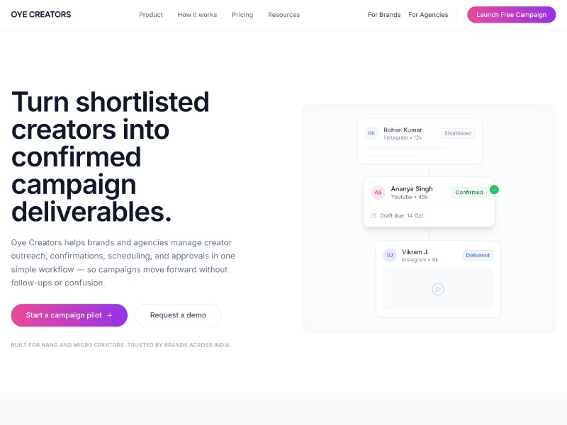 Preview for Creator Marketing Landing Page Template