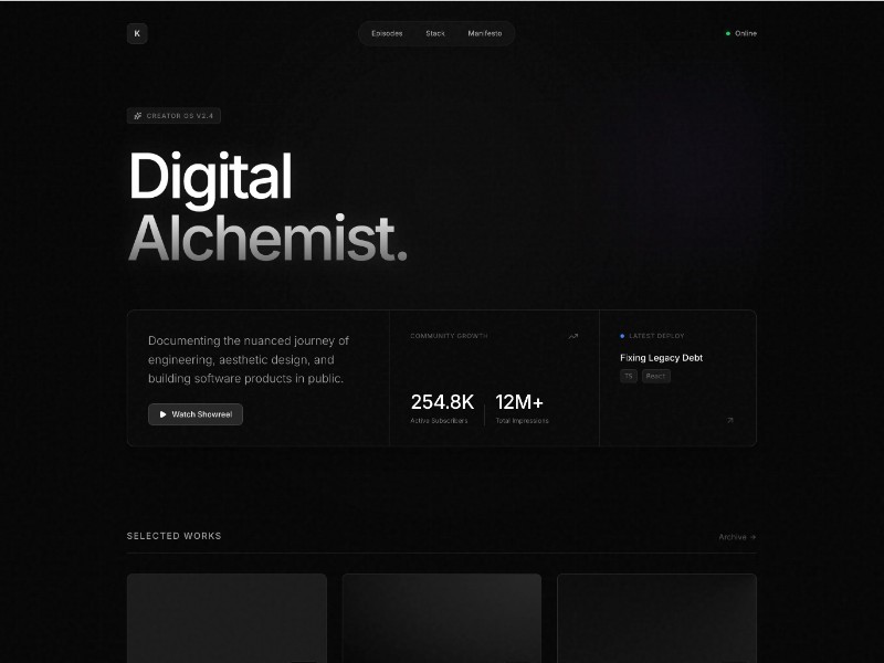 Preview for Creator Portfolio Landing Page Template