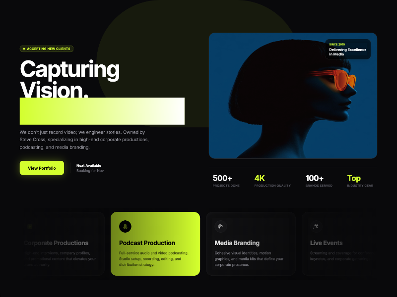 Preview for Corporate & Podcast Production Landing Page Template