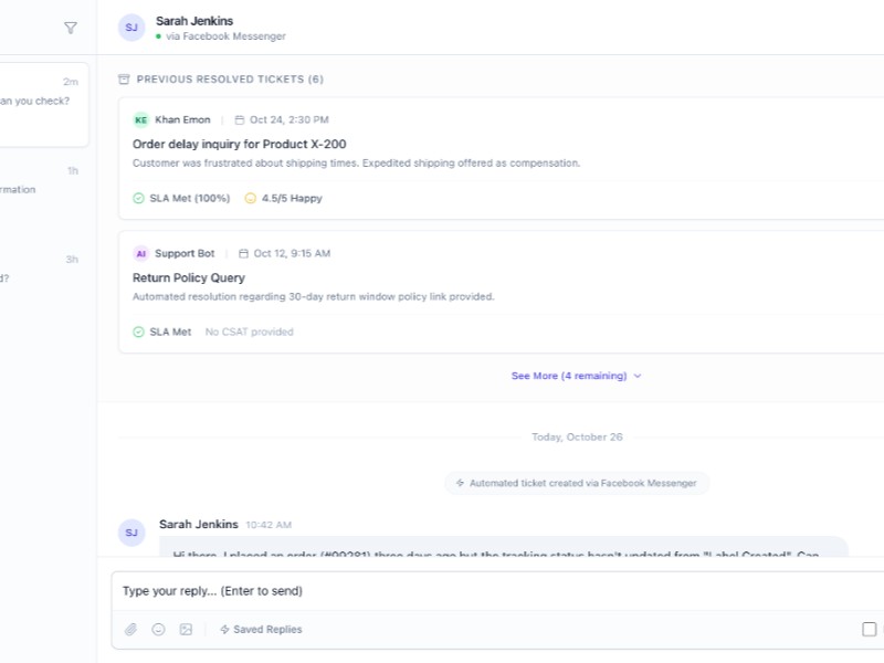 Preview for Customer Support Inbox UI Template