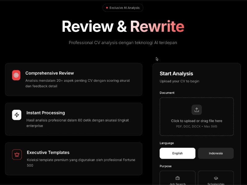 Preview for CV Review and Rewrite Landing Page Template