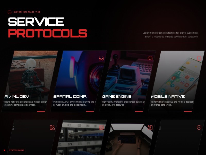 Preview for Cyberpunk Services Interface Landing Page Template