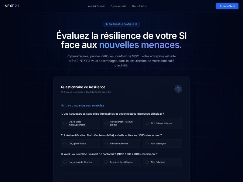 Preview for Cybersecurity Resilience Diagnostic Landing Page Template