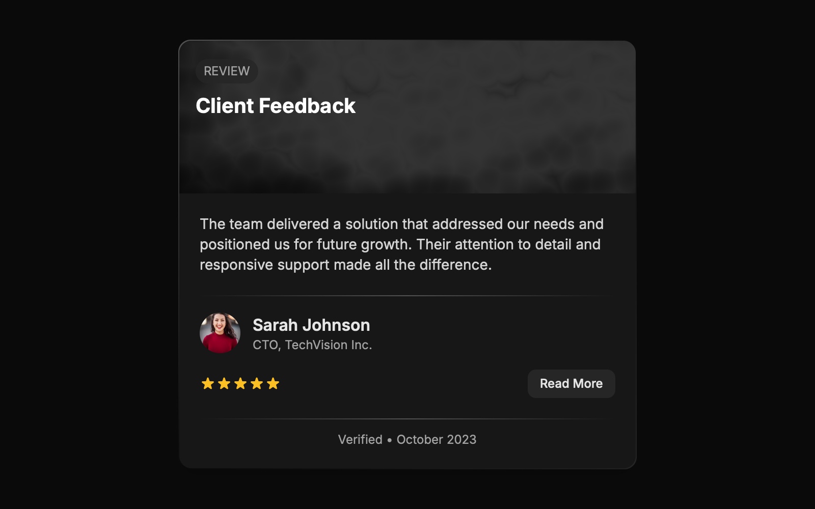 Preview for Client Testimonial Card UI