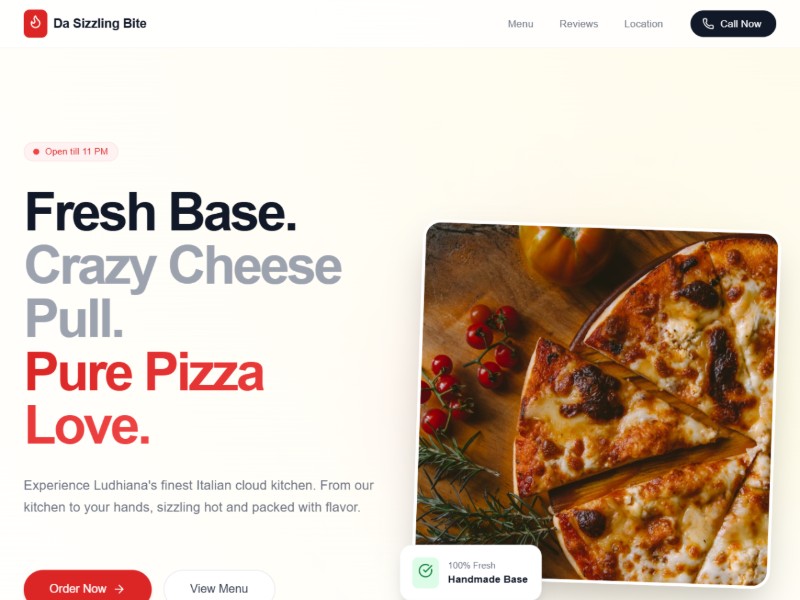 Preview for Pizza Restaurant Landing Page Template