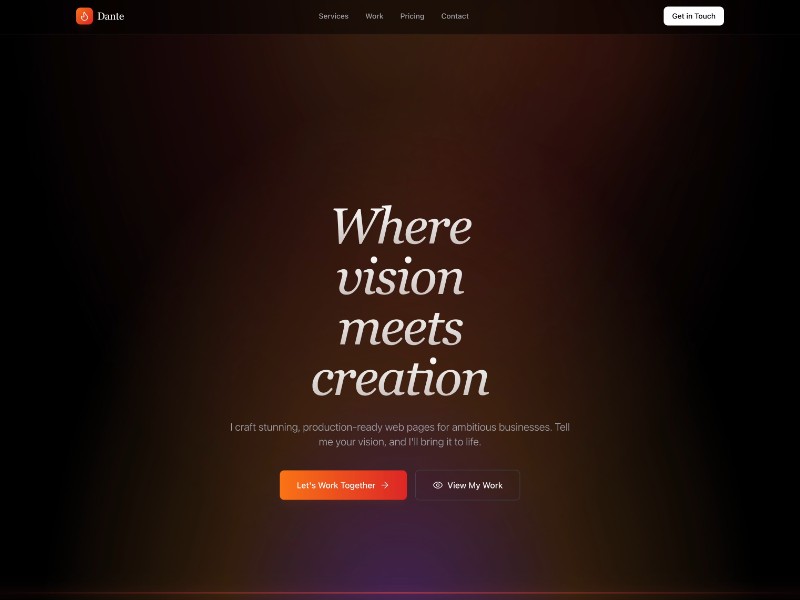 Preview for Dante Freelancer Portfolio Landing Page Template