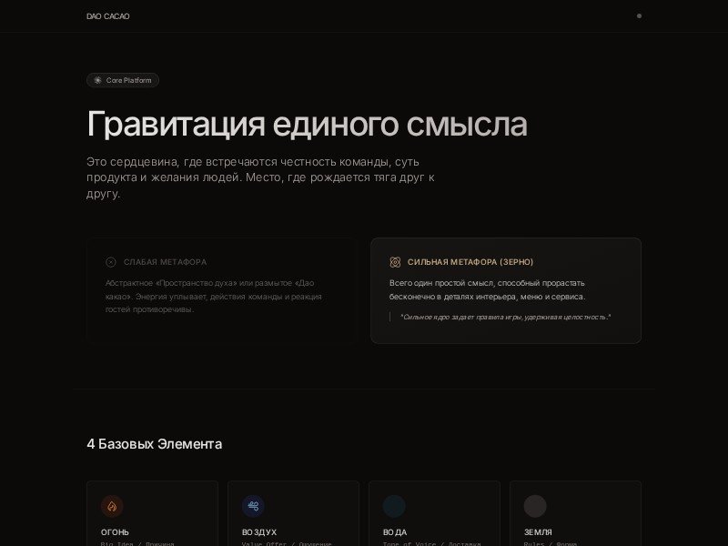 Preview for Dao Cacao Brand Core Landing Page Template