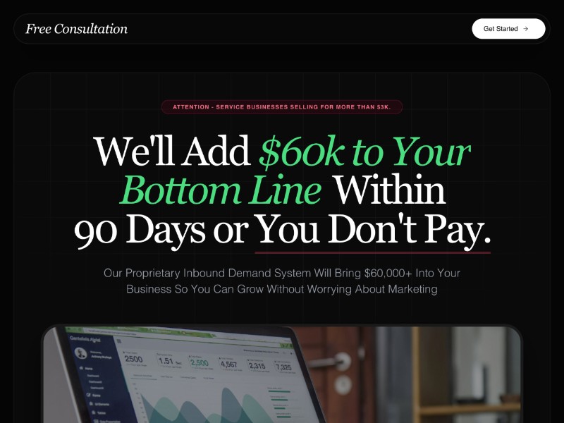 Preview for Growth Agency Landing Page Template (Dark Mode)