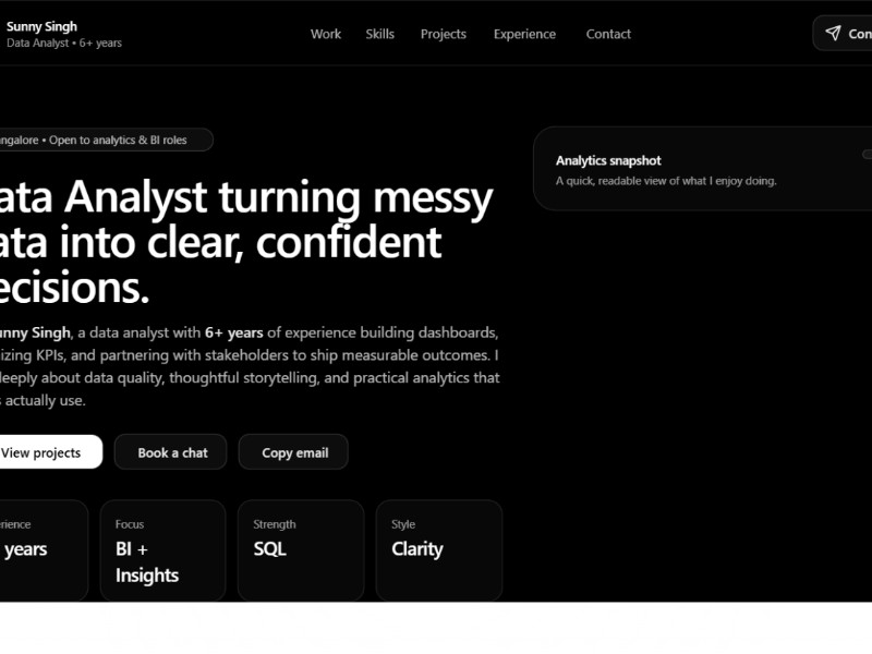 Preview for Data Analyst Portfolio Website Template