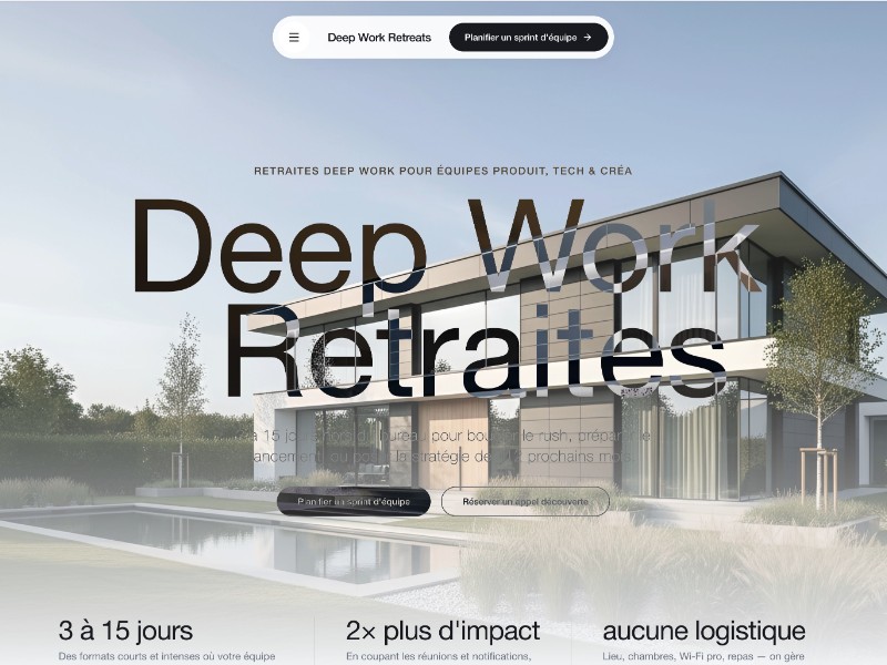 Preview for Deep Work Retreats Landing Page Template
