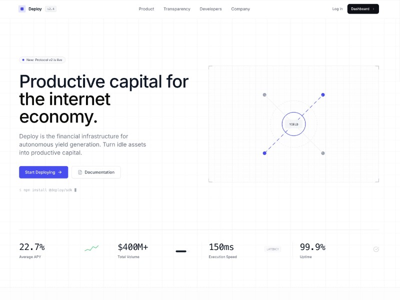 Preview for Crypto Yield Infrastructure Landing Page Template