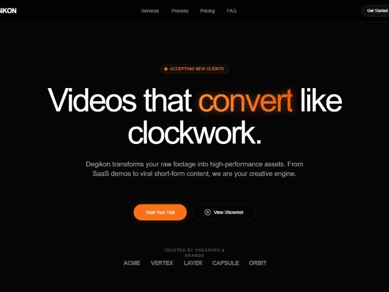 Preview for Degikon Video Editing Agency Landing Page Template
