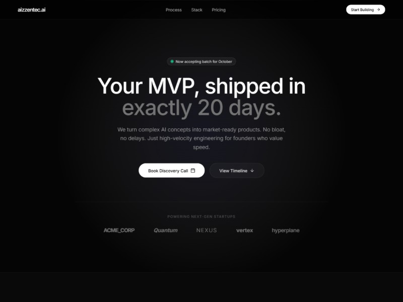 Preview for AI MVP Studio Landing Page Template