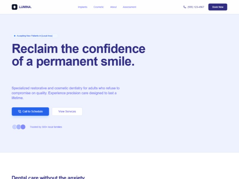 Preview for Dental Clinic Landing Page Template