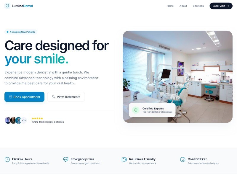 Preview for Lumina Dental Clinic Landing Page Template