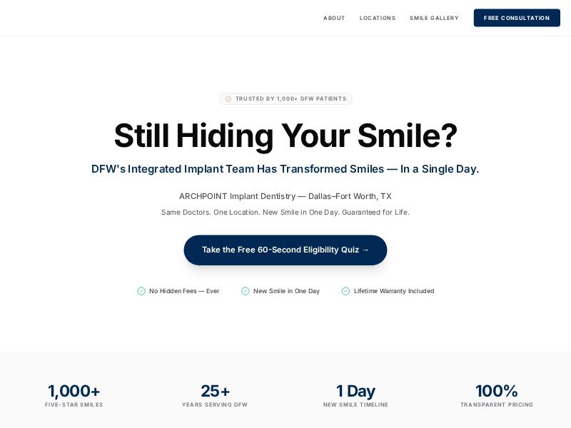 Preview for Dental Implant Landing Page Template