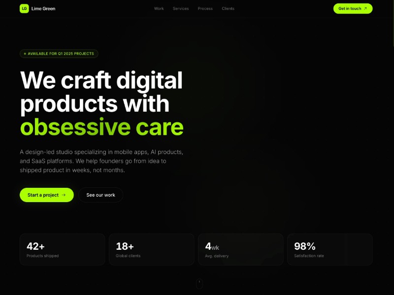 Preview for Lime Green Studios Product Studio Landing Page Template