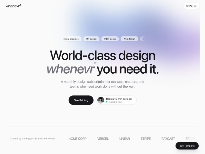 Preview for Design Subscription Landing Page Template