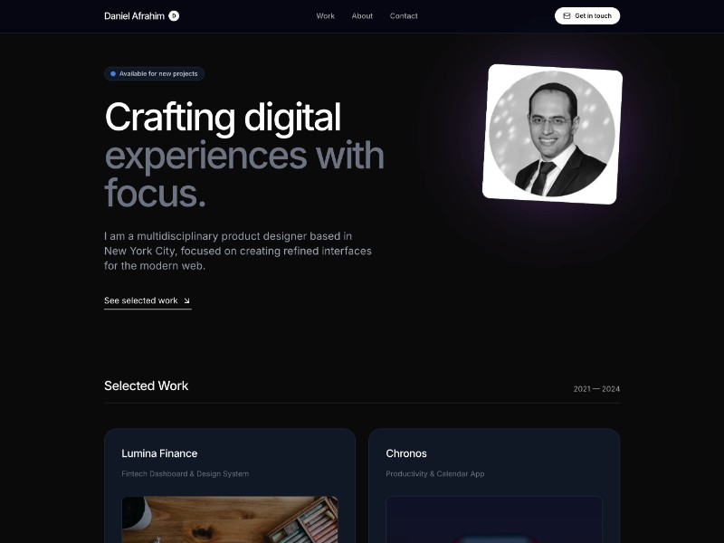 Preview for Product Designer Portfolio Website Template