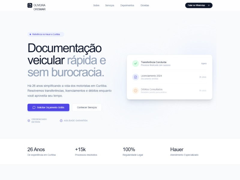 Preview for Despachante Veicular Landing Page Template