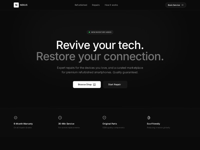 Preview for Device Repair & Refurbished Shop Landing Page Template