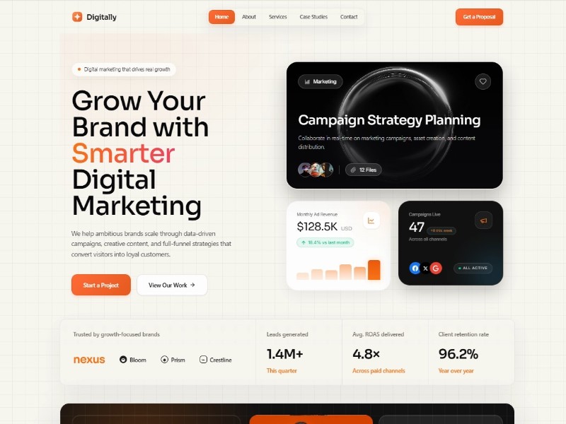 Preview for Digitally, Template for Digital Marketing Services