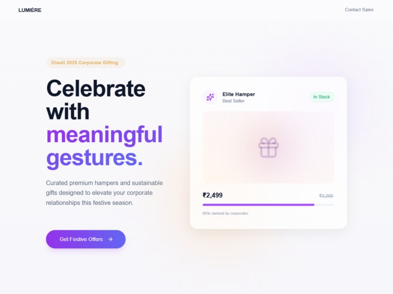 Preview for Diwali Corporate Gifting Landing Page Template