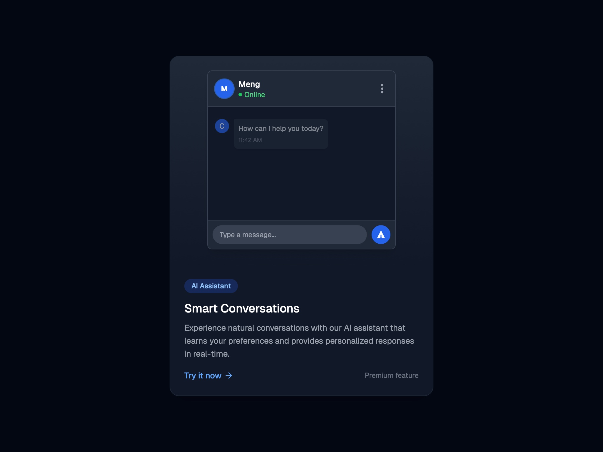Preview for Interactive Chat Interface Card