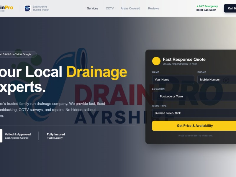 Preview for Drainage Services Landing Page Template