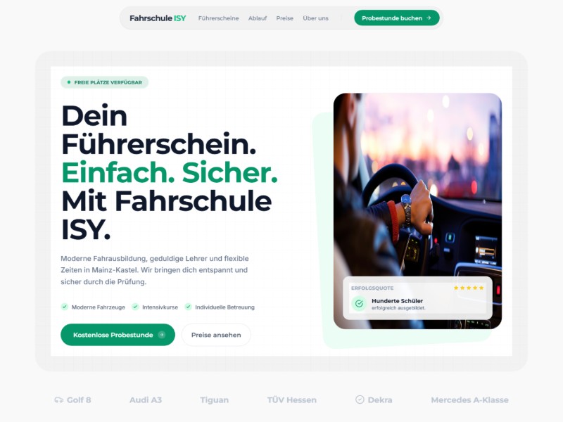 Preview for Driving School Landing Page Template