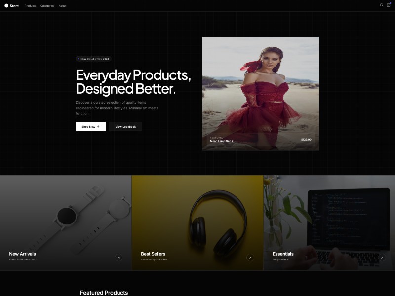 Preview for Dark E-commerce Store Landing Page Template