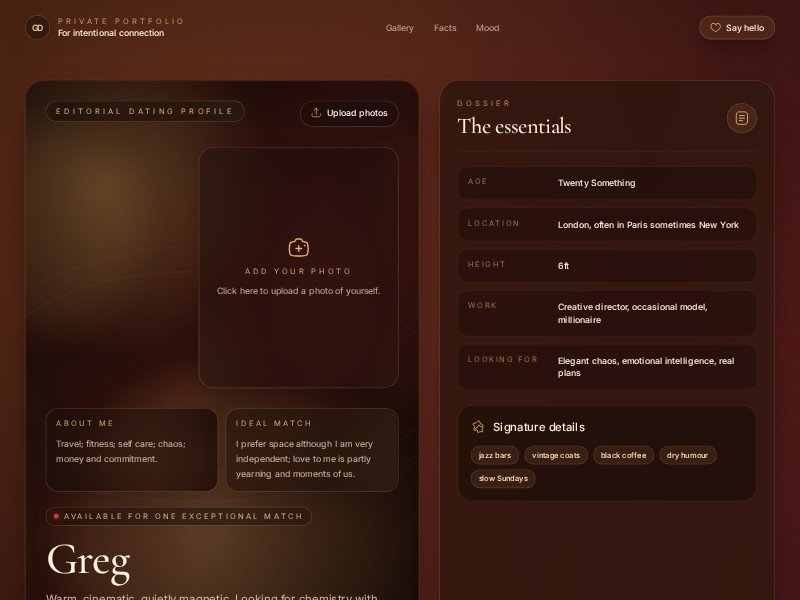 Preview for Elite Dating Portfolio Template