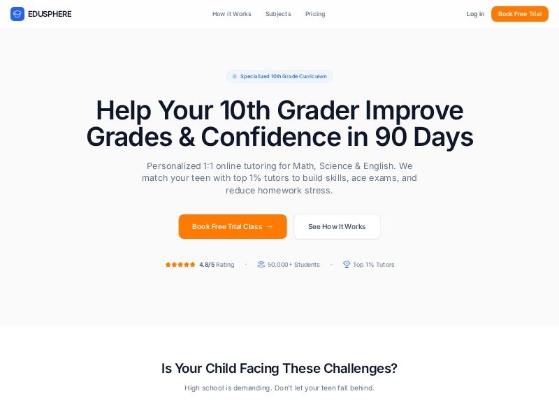 Preview for Education Tutoring Landing Page Template