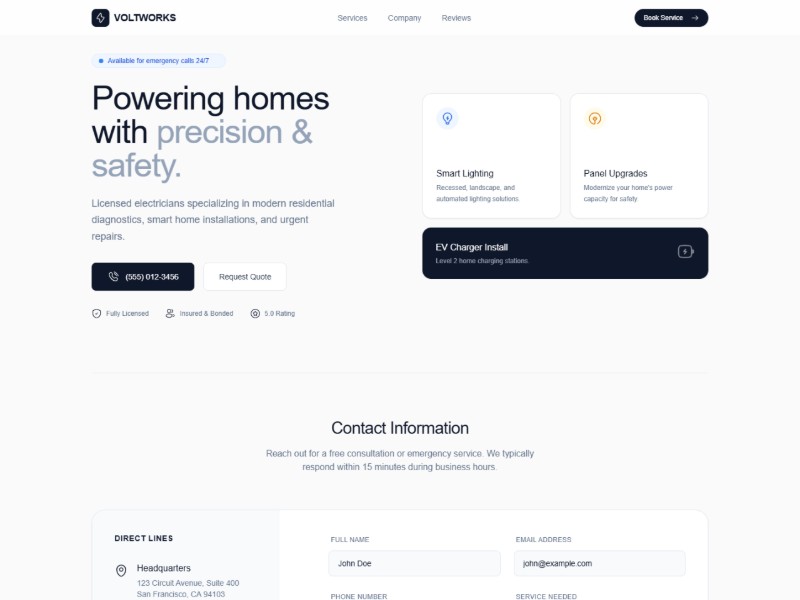 Preview for Electrical Services Landing Page Template