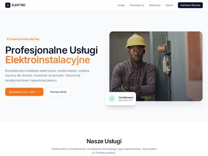 Preview for Elektro Services Landing Page Template